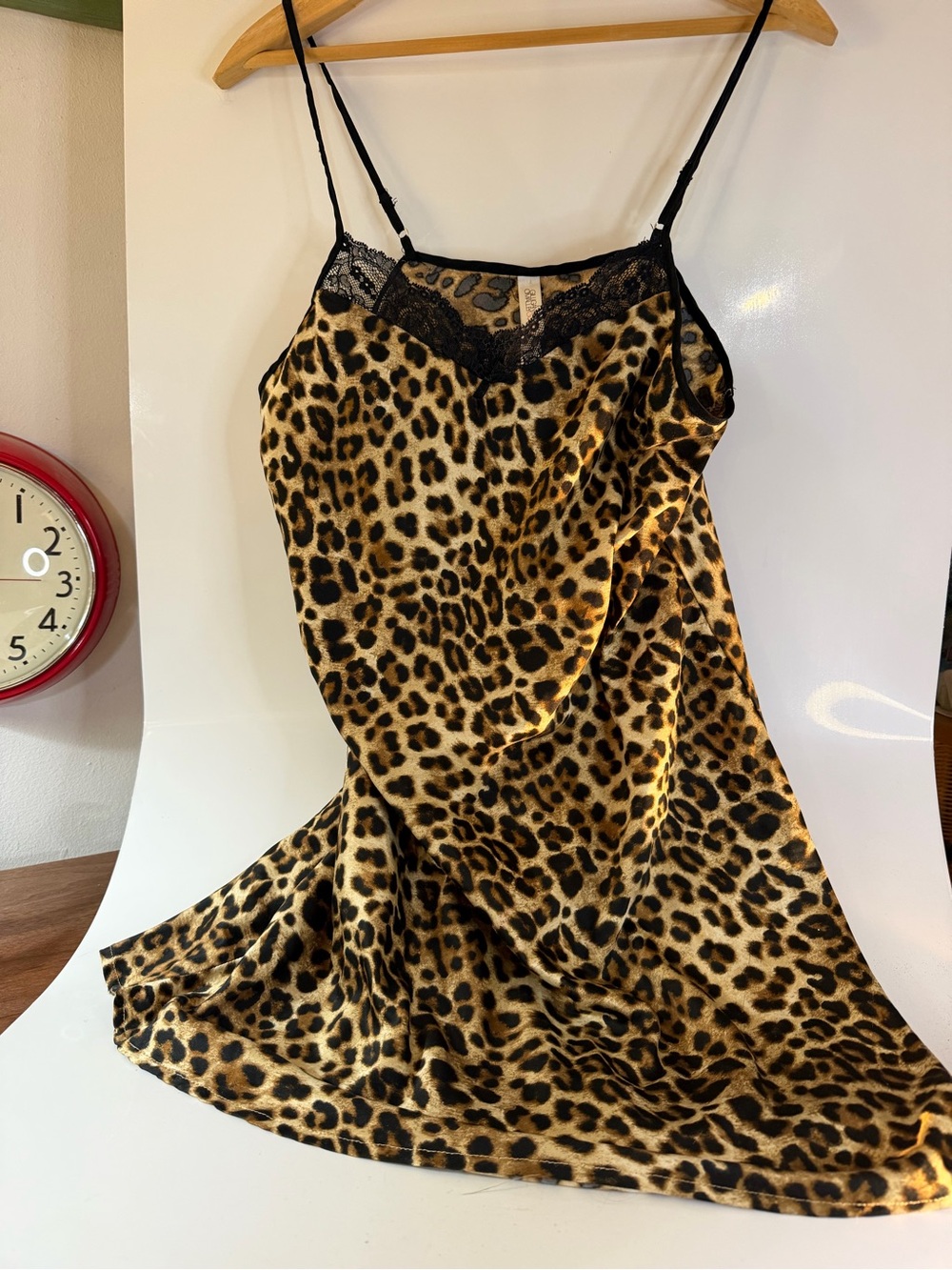 Gillian & OMalley Leopard Lace Slip Dress - Black Trim size Medium